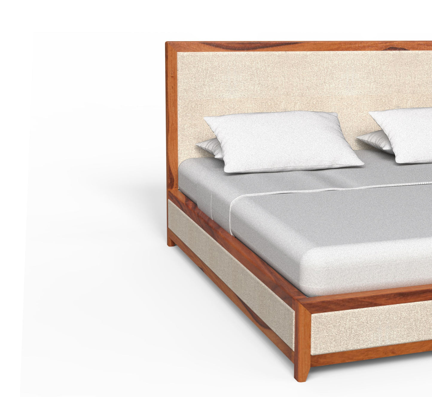 PLANKO Solid Sheesham Wood King Size hydraulic Bed | Honey Gold Finish