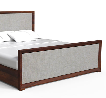 PLANKO Solid Sheesham Wood King Size Hydraulic Bed | Solid Sides | Walnut Finish