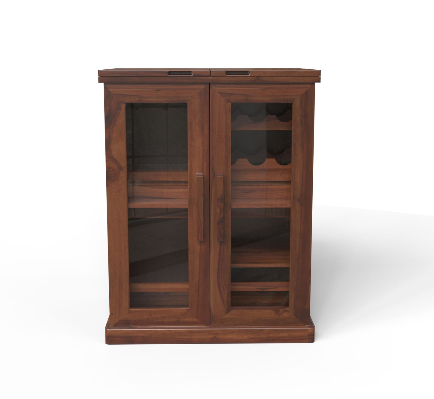 Natural Solid Wood Bar Cabinet for Home | Walnut Finish