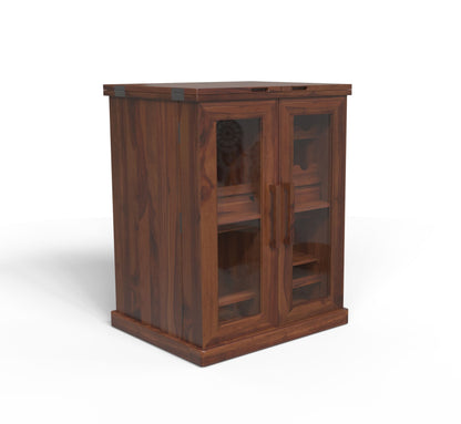 Natural Solid Wood Bar Cabinet for Home | Walnut Finish