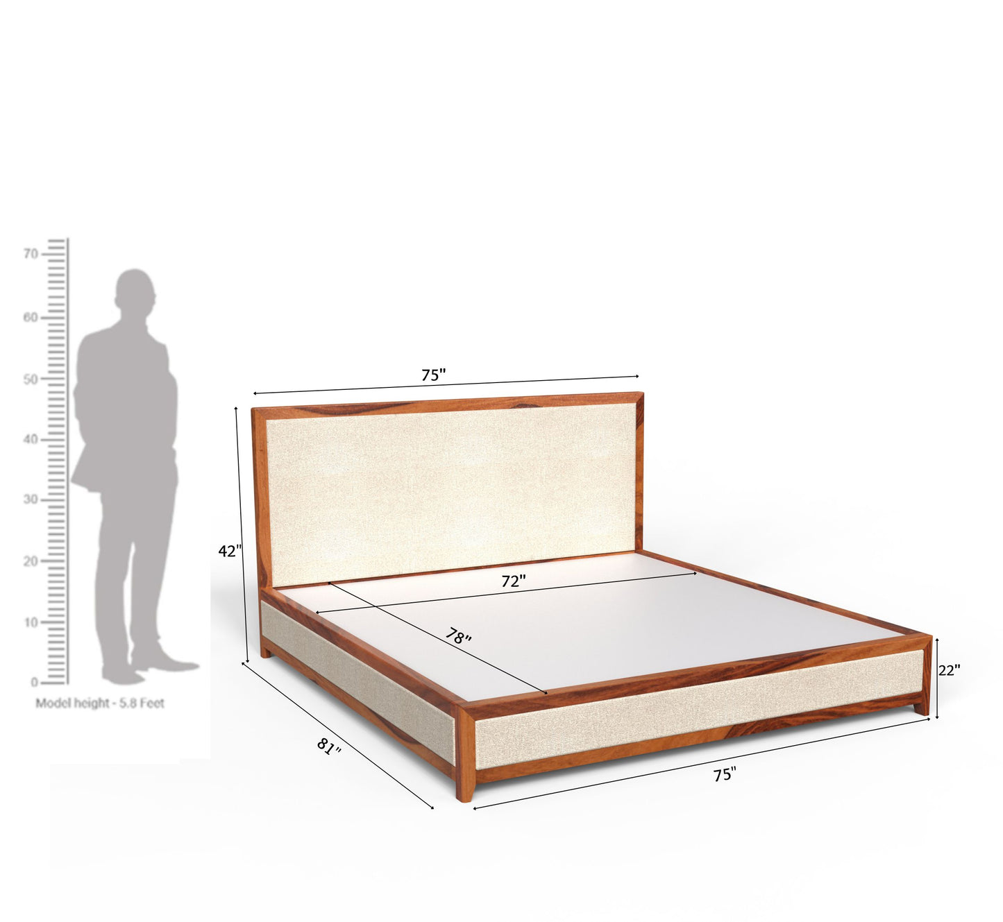 PLANKO Solid Sheesham Wood King Size hydraulic Bed | Honey Gold Finish