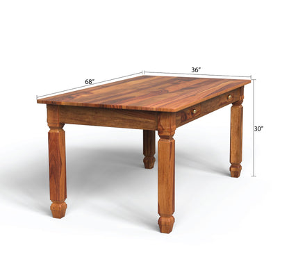 sheesham wood dining table dimension view