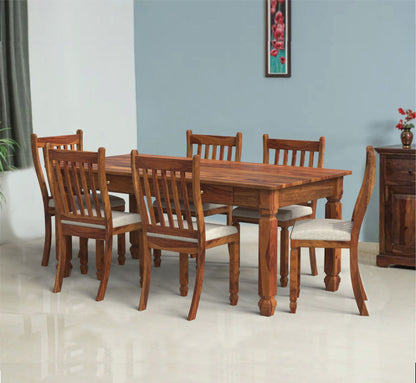 sheesham wood dining table 6 seater environment open chair view