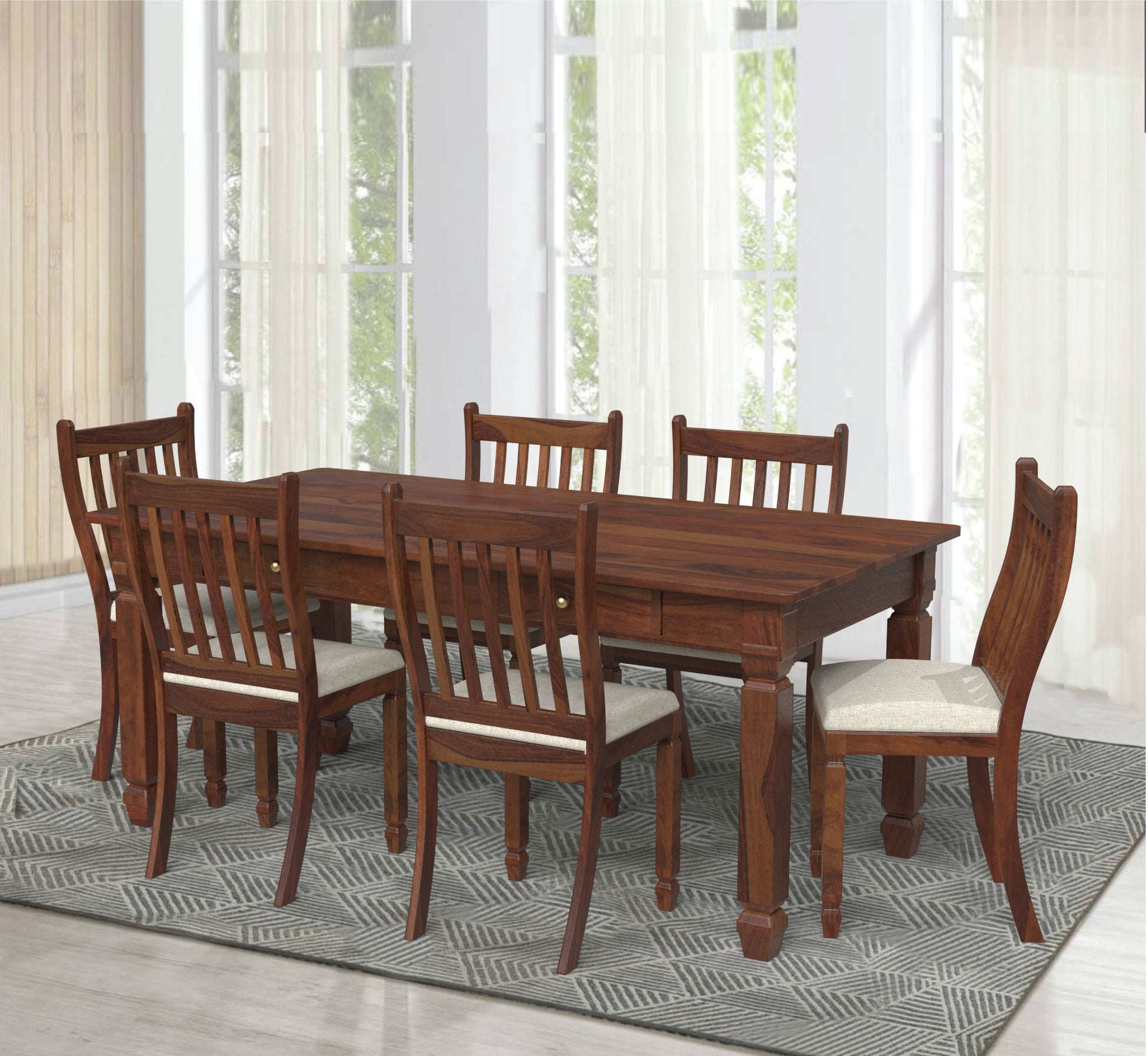 sheesham wood dining table 6 seater environment open chair view walnut 