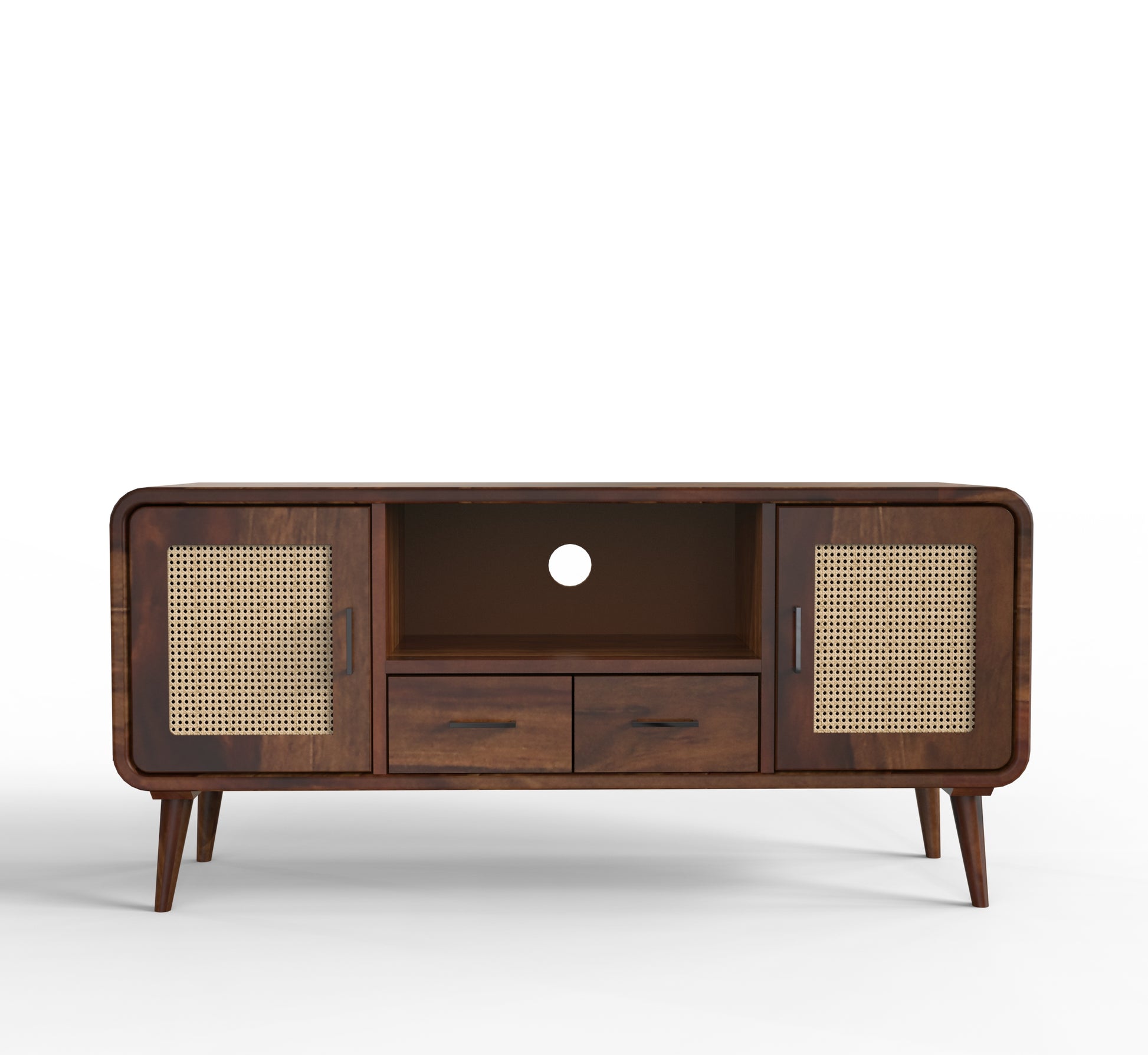 sheesham wood tv unit front view  walnut color