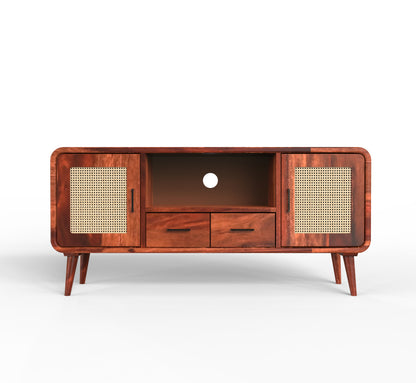 sheesham wood tv unit front view  honey color