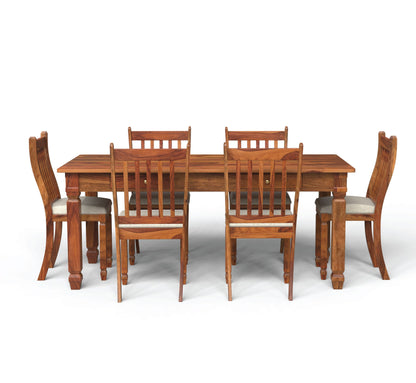 sheesham wood dining table 6 seater long side view