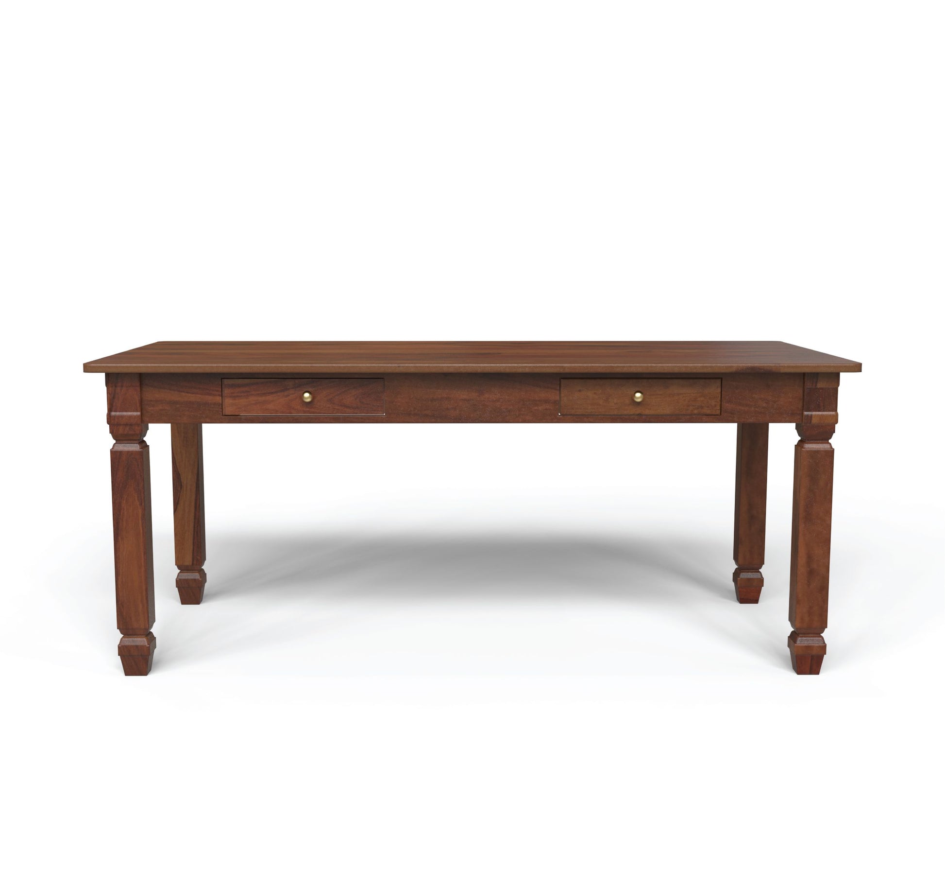 sheesham wood dining table long side view walnut