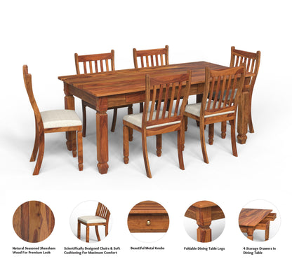 sheesham wood dining table 6 seater infographic view