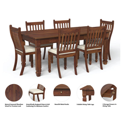 sheesham wood dining table 6 seater infographics view walnut