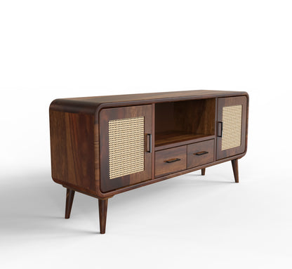 sheesham wood tv unit isometric view walnut color