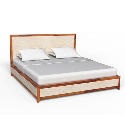 PLANKO Solid Sheesham Wood King Size hydraulic Bed | Honey Gold Finish