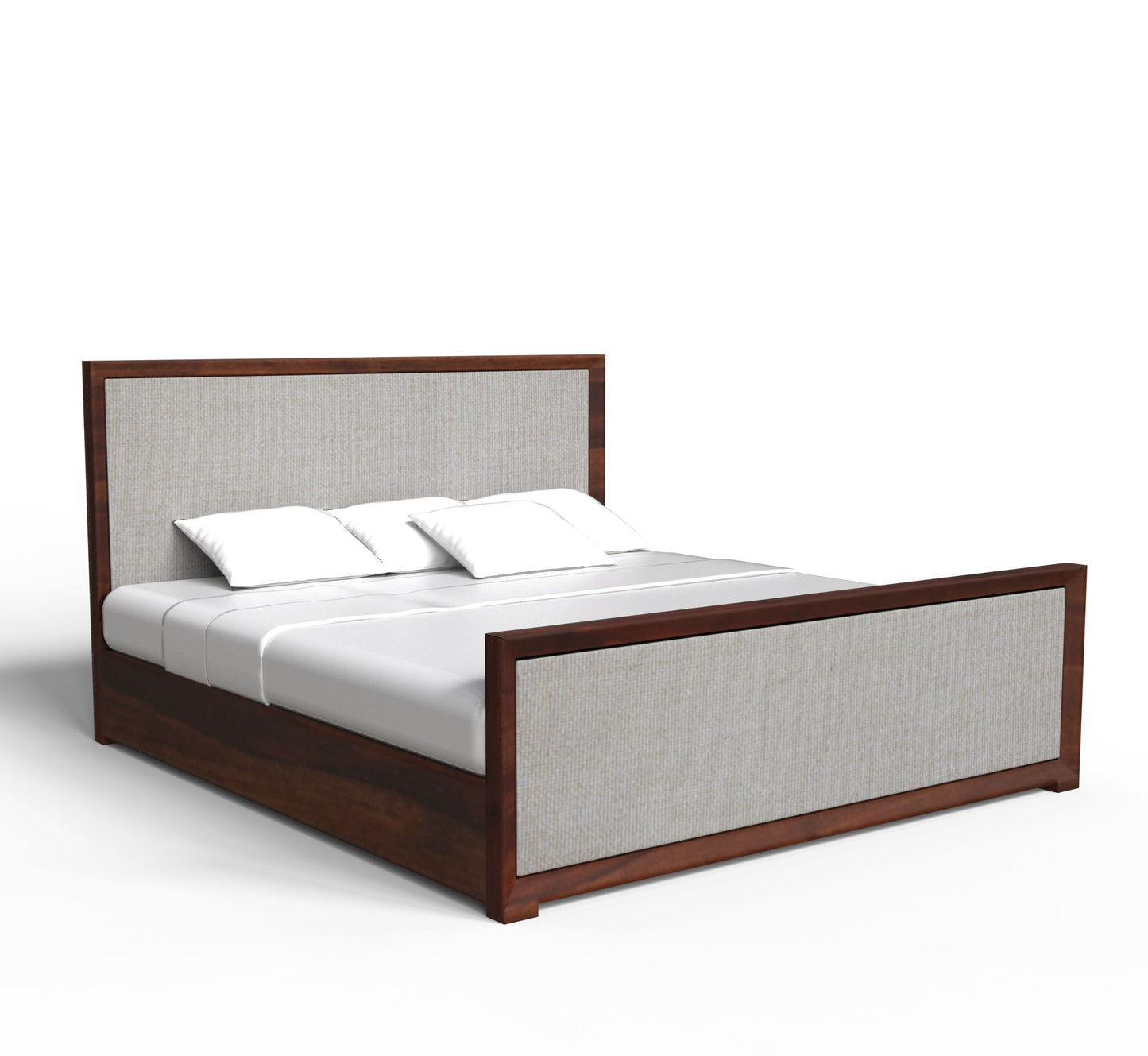 PLANKO Solid Sheesham Wood King Size Hydraulic Bed | Solid Sides | Walnut Finish