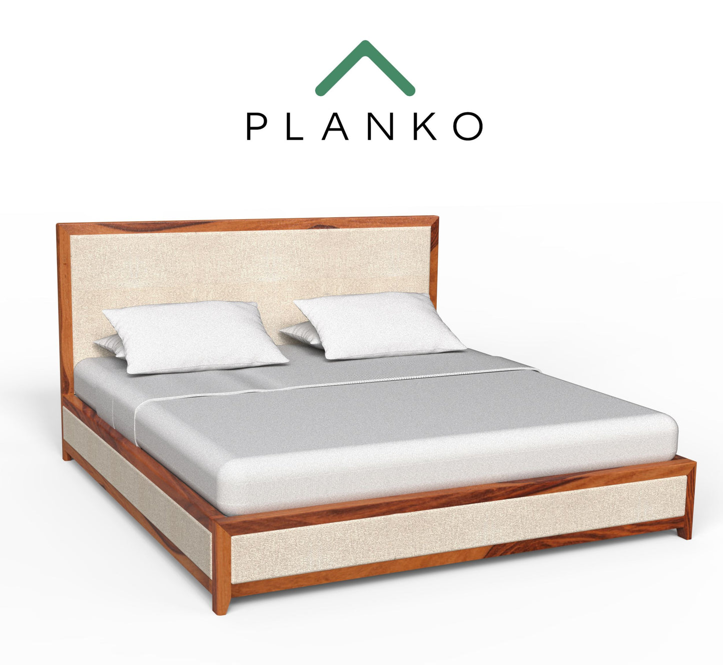 PLANKO Solid Sheesham Wood King Size hydraulic Bed | Honey Gold Finish