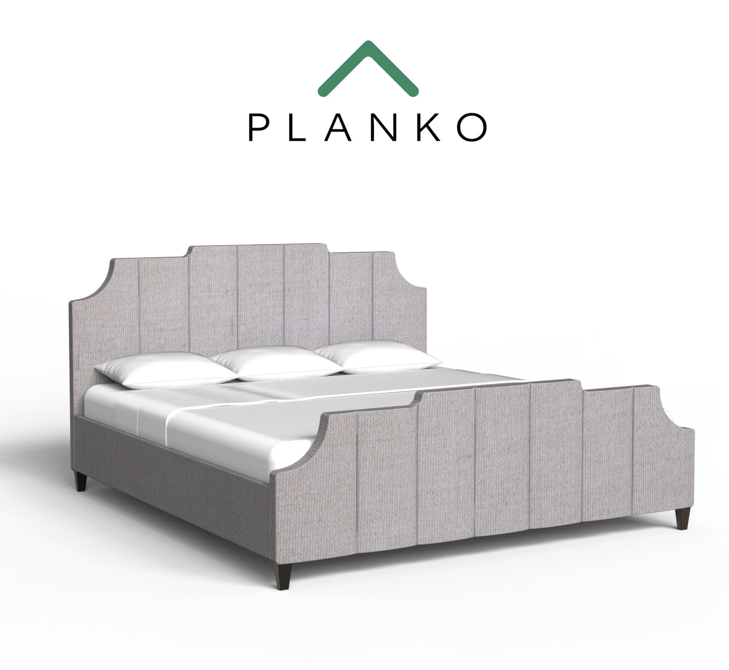 PLANKO King Size Bed With Hydraulic & Complete Chic Upholstery | Grey Finish