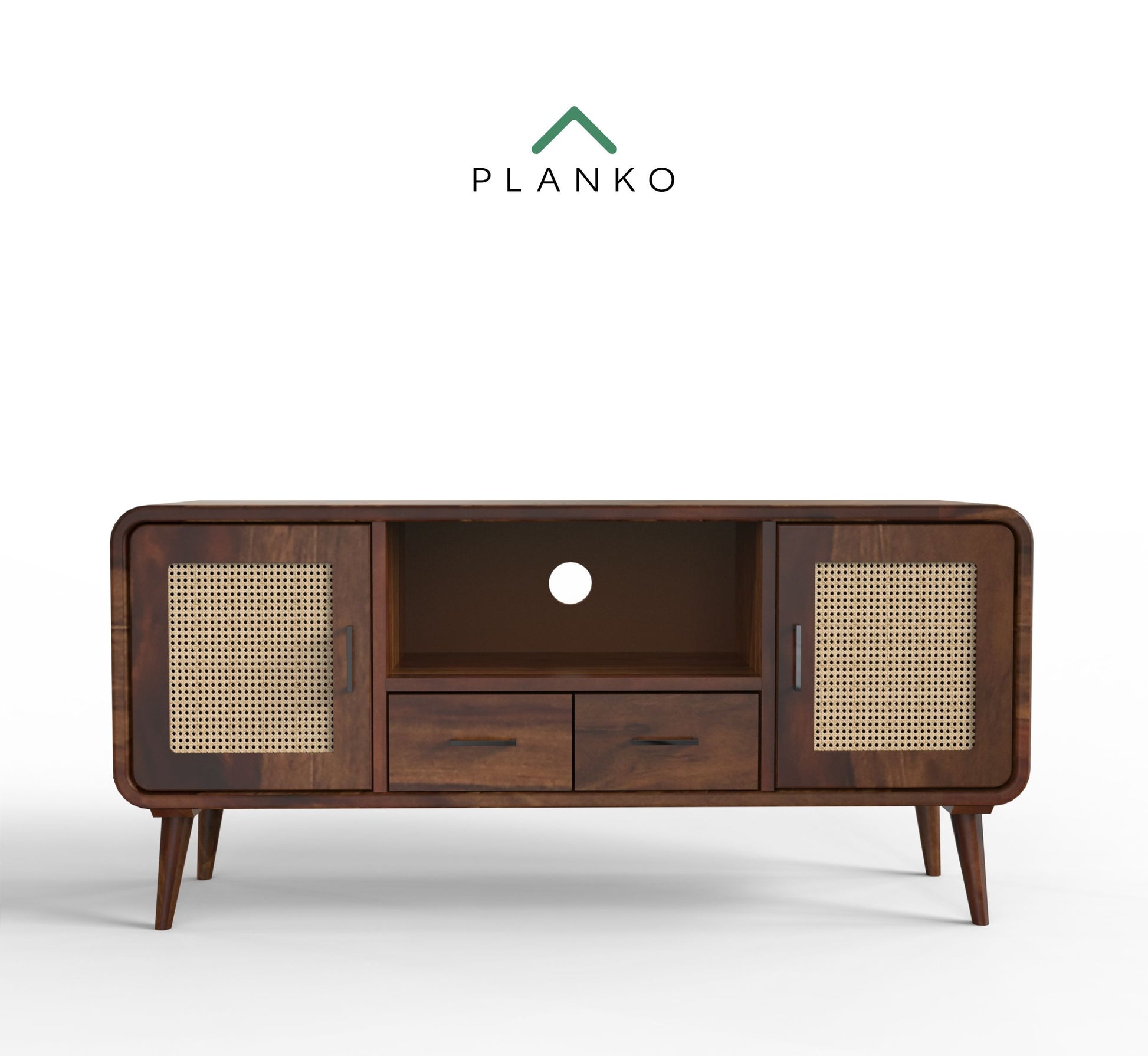 sheesham wood tv unit with logo walnut color