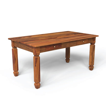 sheesham wood dining table isometric drawer view