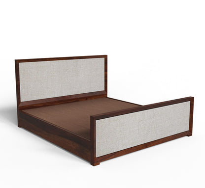 PLANKO Solid Sheesham Wood King Size Hydraulic Bed | Solid Sides | Walnut Finish