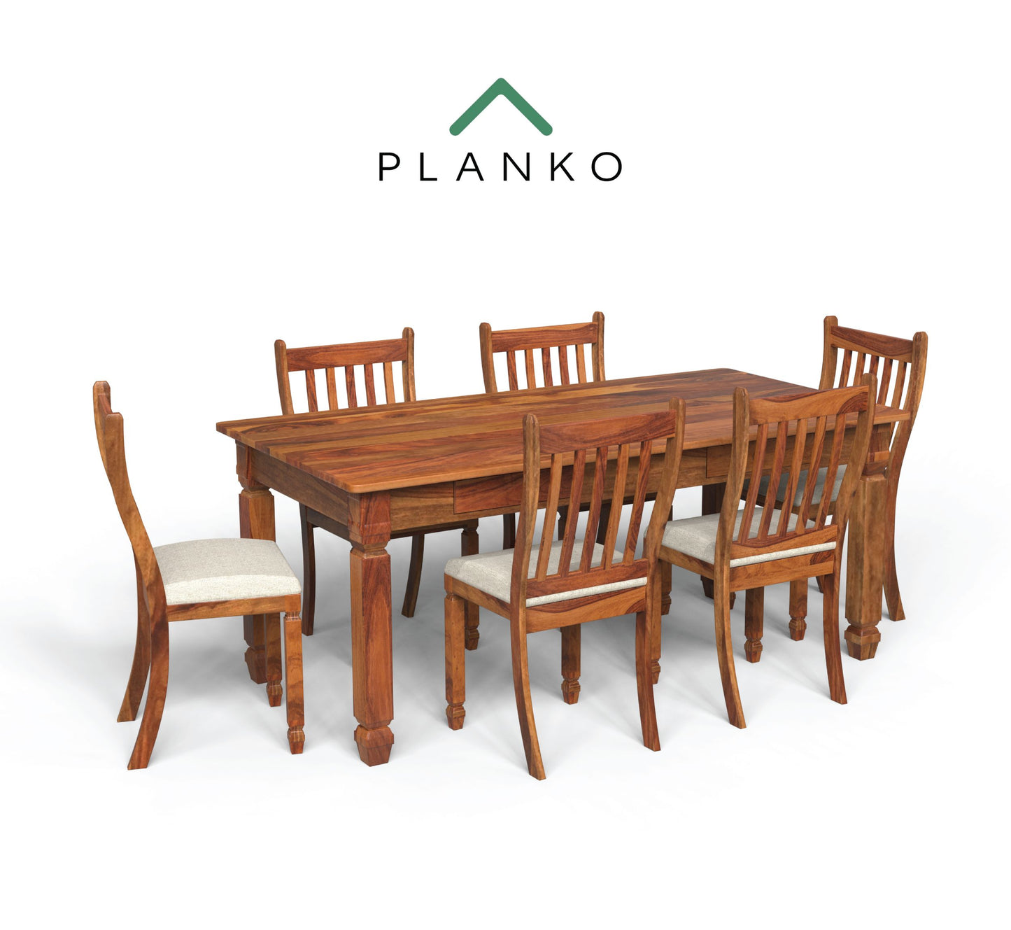 sheesham wood dining table 6 seater logo view