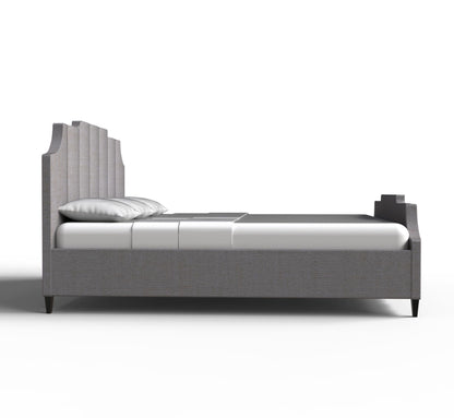 PLANKO King Size Bed With Hydraulic & Complete Chic Upholstery | Grey Finish