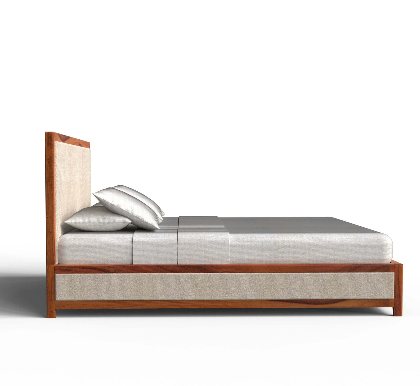 PLANKO Solid Sheesham Wood King Size hydraulic Bed | Honey Gold Finish