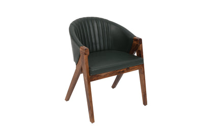 PLANKO Solid Wood Upholstered Dining Chair | Emerald Green | Suede Leather