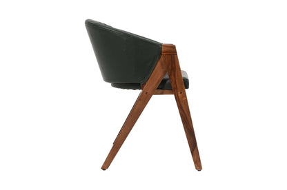 PLANKO Solid Wood Upholstered Dining Chair | Emerald Green | Suede Leather