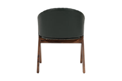 PLANKO Solid Wood Upholstered Dining Chair | Emerald Green | Suede Leather