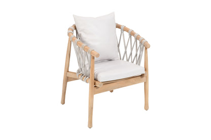 PLANKO Solid Wood Upholstered Dining Chair | Rope Back Support