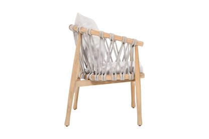 PLANKO Solid Wood Upholstered Dining Chair | Rope Back Support