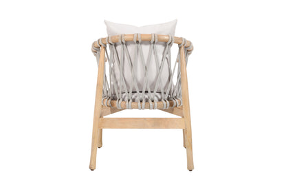 PLANKO Solid Wood Upholstered Dining Chair | Rope Back Support