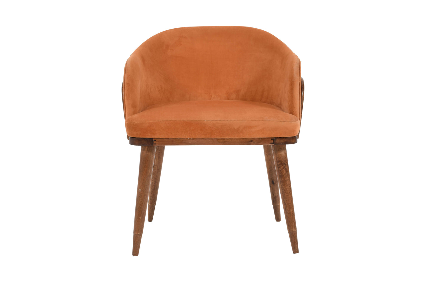 PLANKO Solid Wood Upholstered Dining Chair | Terracotta Copper | Suede Leather | Solid Back Support | Velvet Fabric | Premium Dining Chair