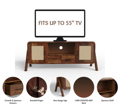 sheesham wood tv round legs infographics walnut color