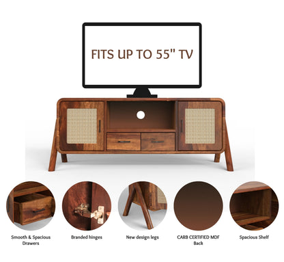 sheesham wood tv round legs infographics honey color