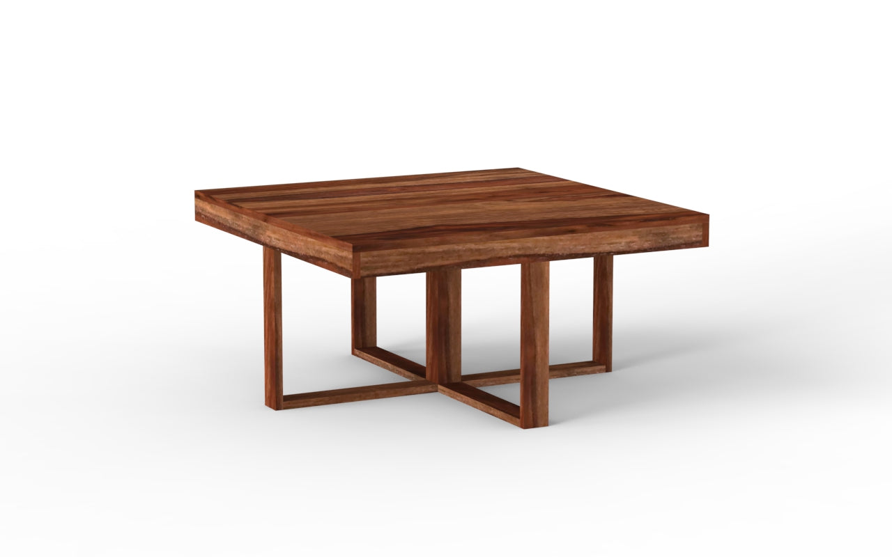 Diya Sheesham Wood Coffee Table With 4 Stools | Honey Gold