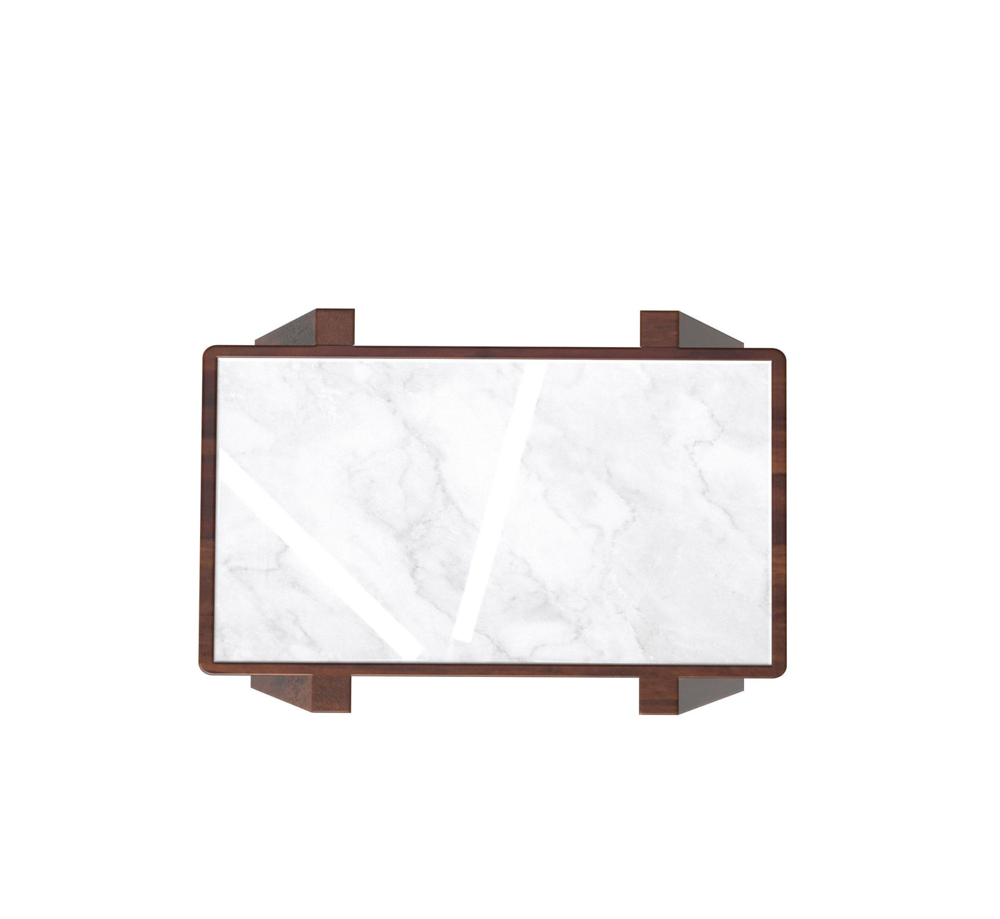 sheesham wood white marble coffee table set of 2 closed top view walnut color