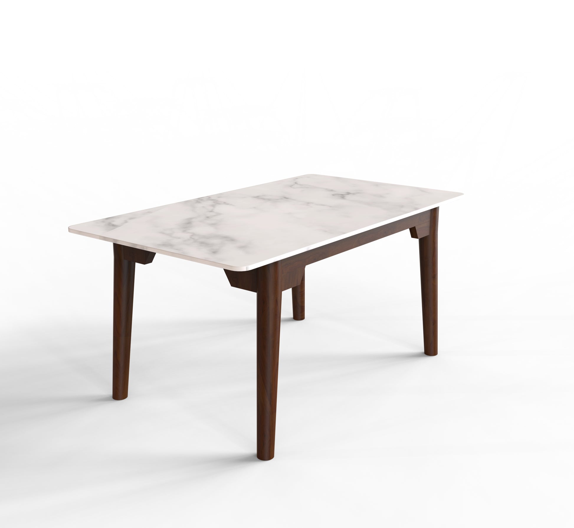 Marble top sheesham wood dining table isometric view