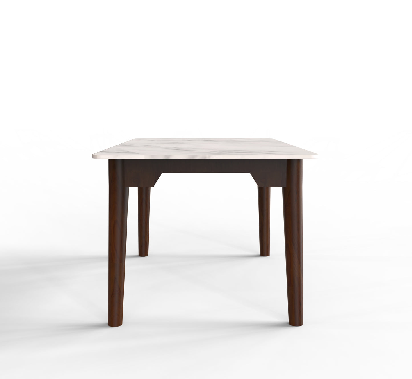 Marble top sheesham wood dining table short side view