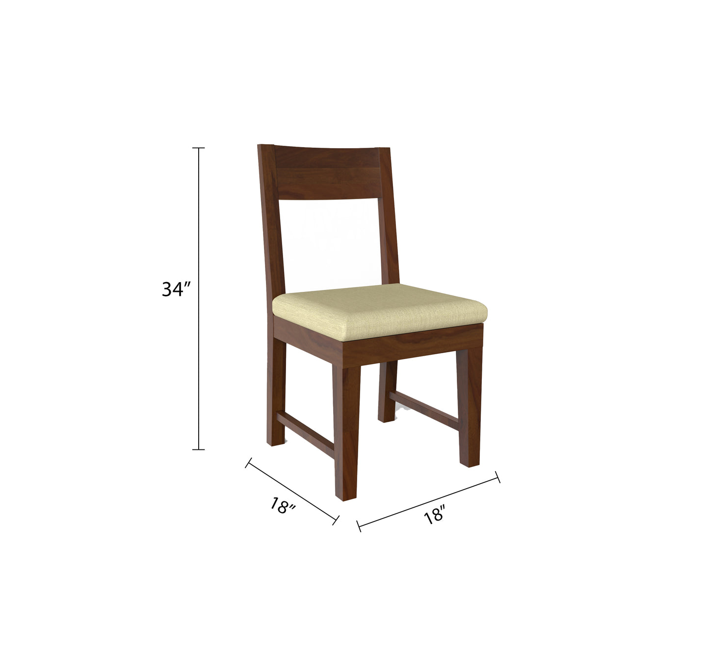 sheehsam wood 6 seat walnut finish chair dimension view