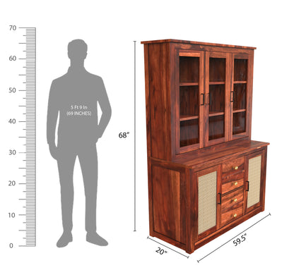 sheesham wood crockery cabinet dimension honey color