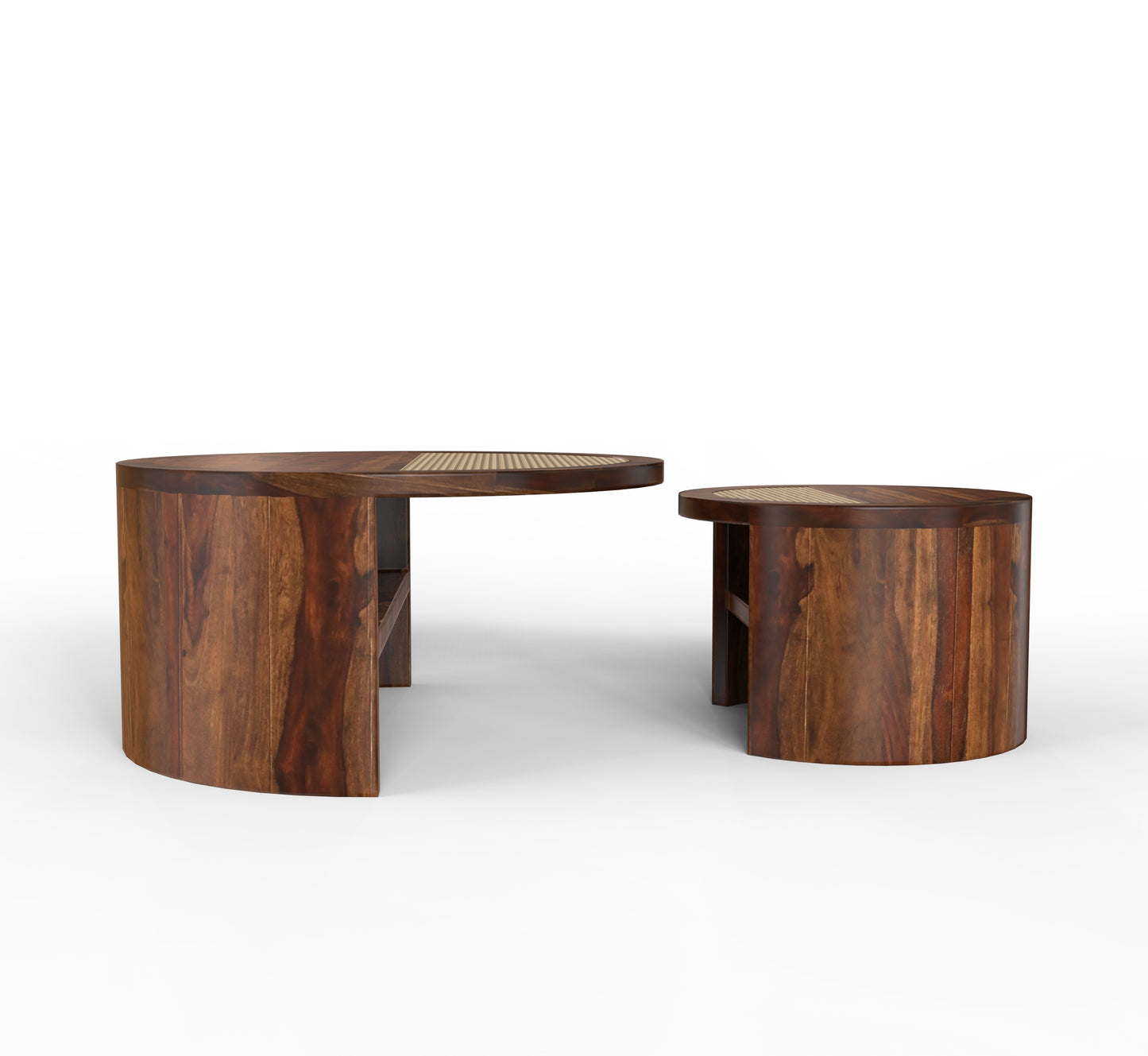 PLANKO Natural Sheesham Wood Set of 2 Coffee Table | Space Saver | Walnut Finish