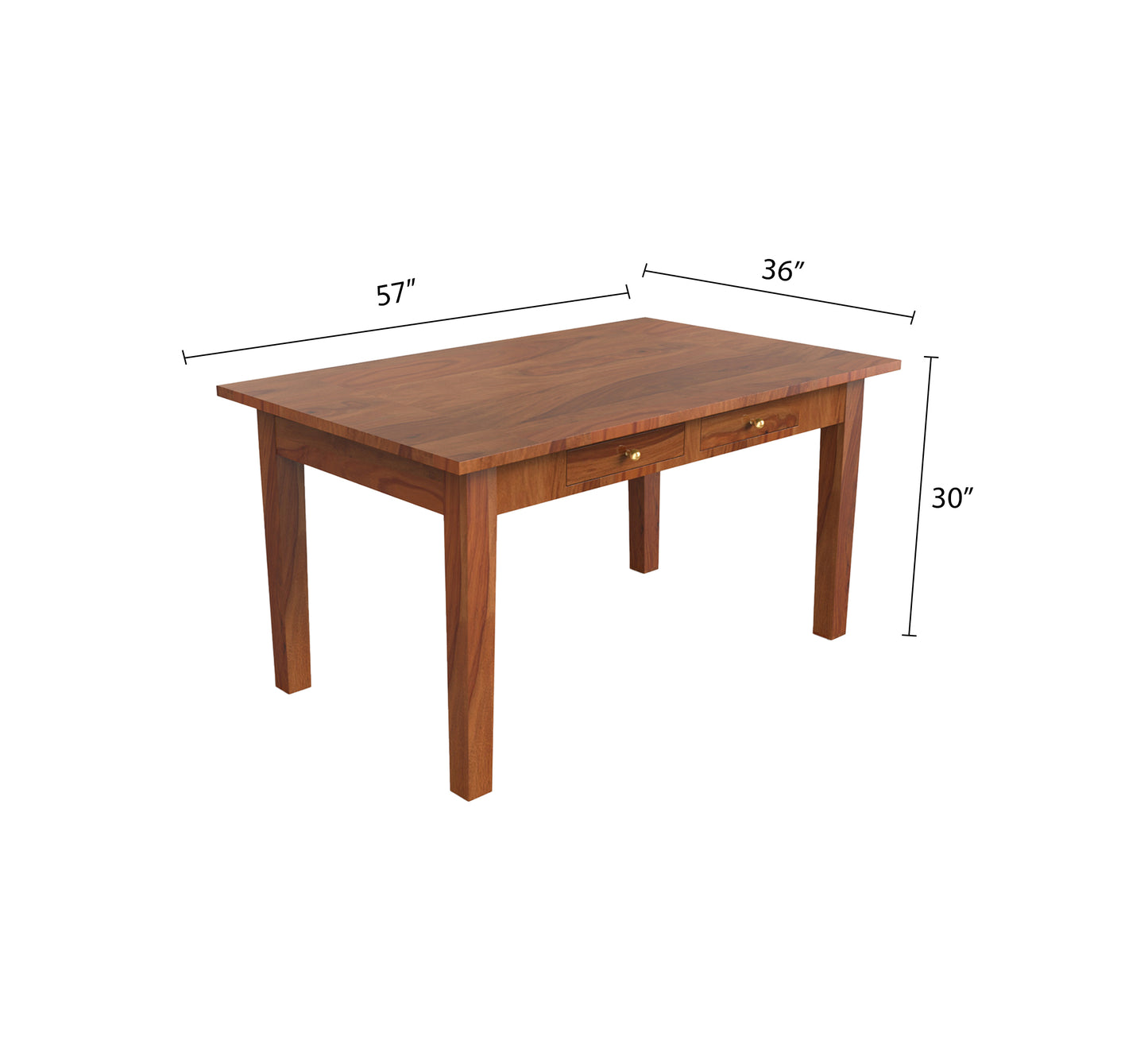 sheehsam wood 6 seater honey gold finish table dimension view