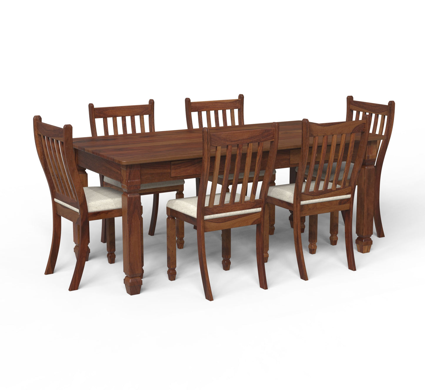 sheesham wood dining table 6 seater isometric view walnut