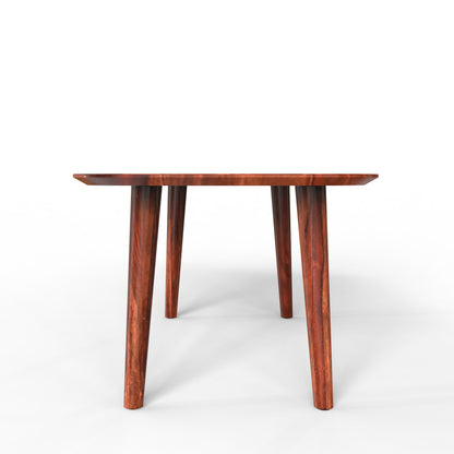 sheesham wood dining table short side view honey color