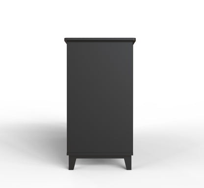 PLANKO Solid Wood Living Room Cabinet With Beautiful Cane Inlay | Jet Black Finish