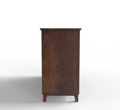 PLANKO Solid Wood Living Room Cabinet With Beautiful Cane Inlay | Walnut Finish