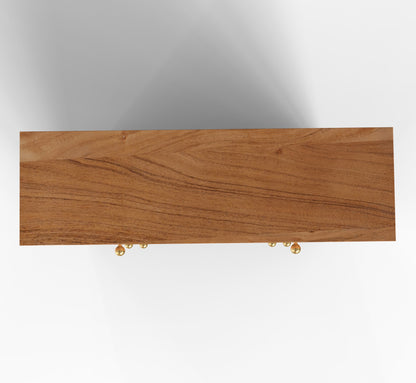 Solid Acacia wood shoe rack natural finish top view