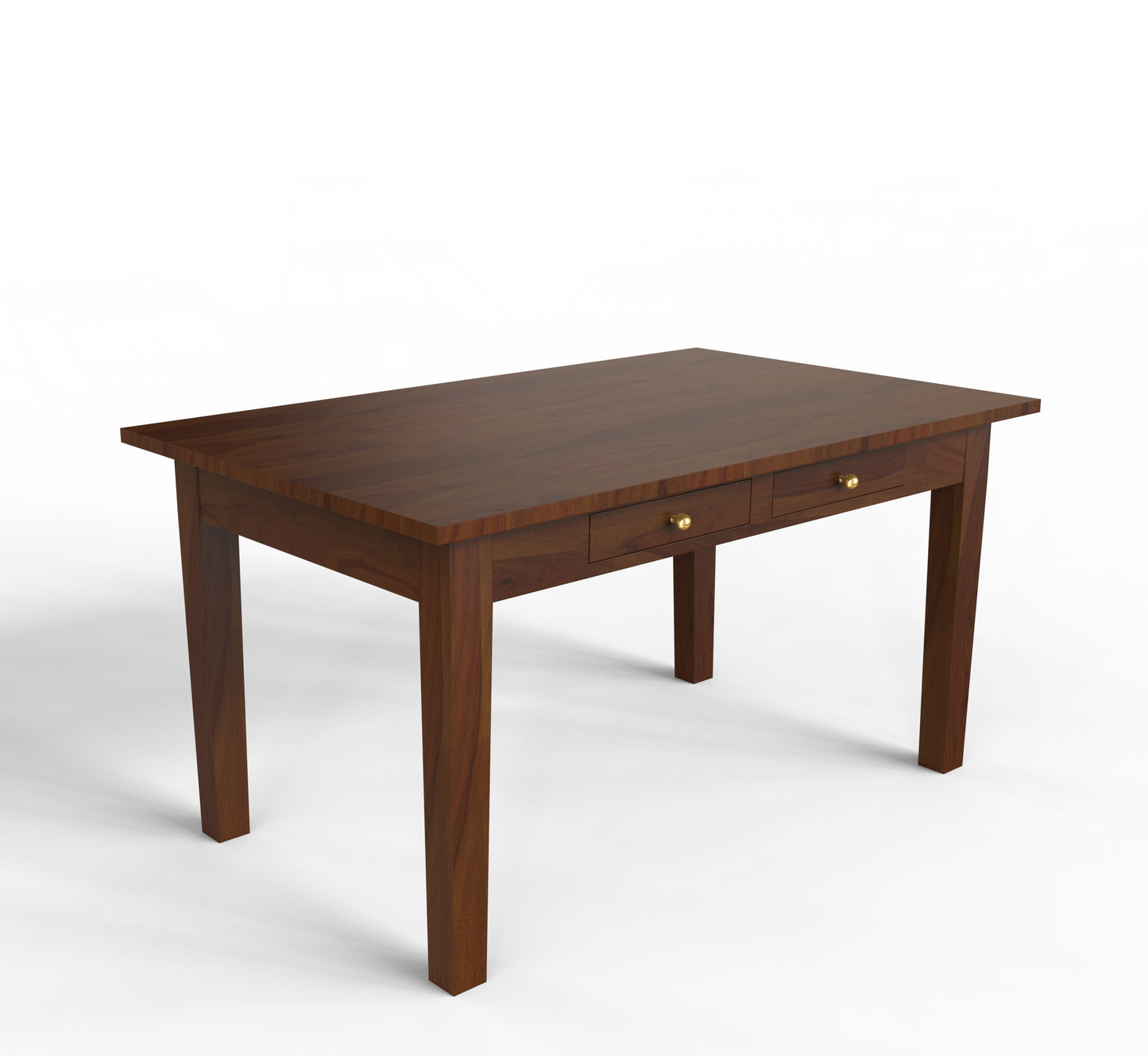 sheehsam wood 6 seat walnut finish table iso top view